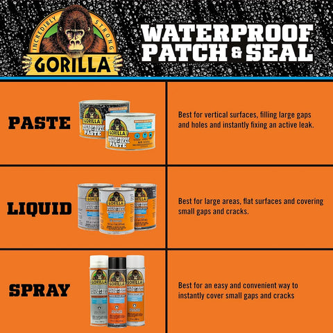 Gorilla Patch & Seal Liquid Rubber Waterproof Sealant, White, 32 Ounce (Pack of 1) - Seals Out Water, Air, and Moisture