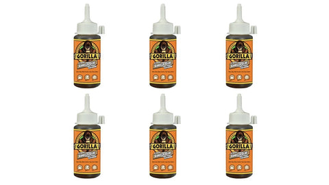 Gorilla Original Waterproof Polyurethane Glue, 4 ounce Bottle, Brown, (Pack of 6)