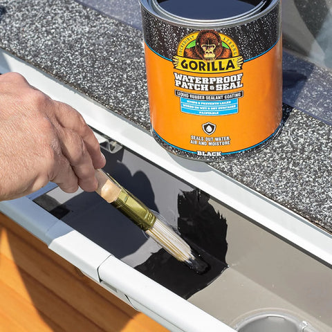 Gorilla Patch & Seal Liquid Rubber Waterproof Sealant, Black, 32 Ounce (Pack of 6) - Seals Out Water, Air, and Moisture