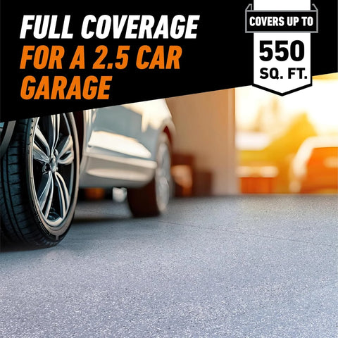 Gorilla Epoxy Garage Floor Coating (12 pc) Kit, 2.5-Car, Concrete Flooring, 100% Solids, Superior Adhesion, Incredibly Durable High Gloss Gray Finish, 550 sq. ft. Coverage