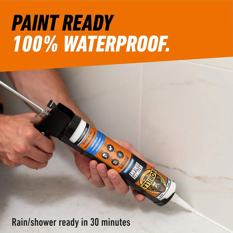 Gorilla Ultimate Sealant Kitchen & Bath Caulk, Paintable & Waterproof, 9 oz Cartridge, White