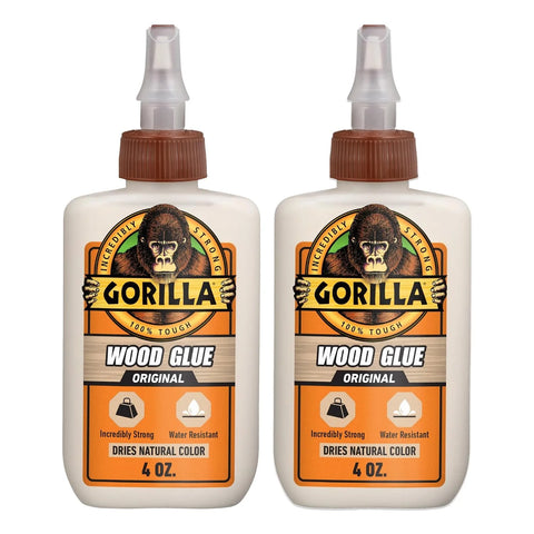 Gorilla 木胶,天然木色,4 盎司(约 113.4 克)瓶装(2 件装)- 防水,适用于室内或室外项目和修理