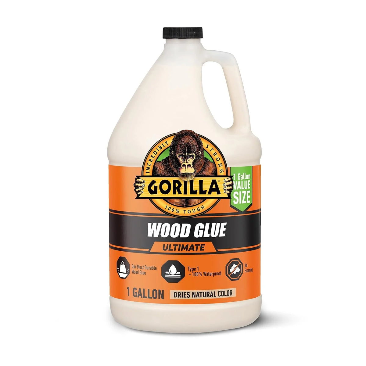 Gorilla 木胶终极防水高强度木胶,自然干燥表面,1加仑(约3.8升)