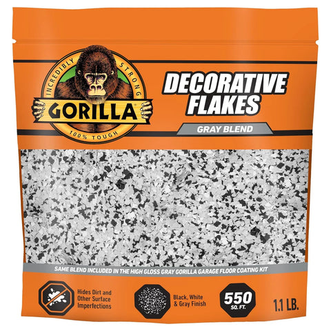 Gorilla Garage Floor Coating Decorative Flakes – Gray, Black & White Blend – Matches High-Gloss Gray Kit – Hides Dirt & Imperfections – Use with Epoxy or Concrete Coatings – Covers up to 550 sq. ft.