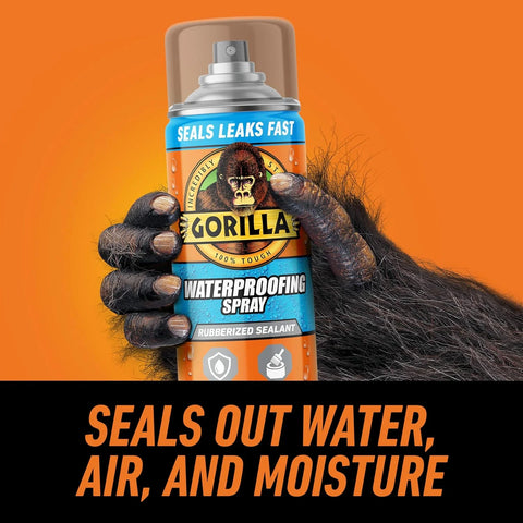 Gorilla Waterproofing Spray Clear, Flexible Rubberized Sealant Coating, Paintable UV Resistant, Seals Water Air Moisture, 14 oz (Pack of 6), for Roofs Gutters Skylights RVs Windows & More