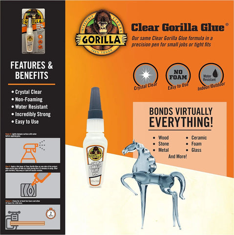 Gorilla Clear Glue Pen, 0.75 Ounce, (Pack of 6)