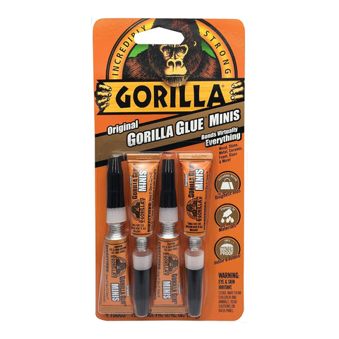 Gorilla Original Gorilla Glue, Brown, Waterproof Polyurethane Glue, Four 3 Gram Tubes (Pack of 6) - Expands Into Materials, All Purpose