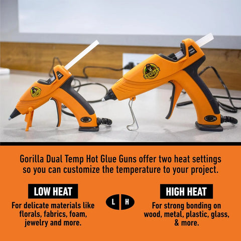Gorilla Hot Glue Gun (Pack of 1) - Dual Temp Full Size Hot Glue Gun with Precision Nozzle, Easy Squeeze Trigger, and Enhanced Safety Features for DIY, Craft, Repairs, and More