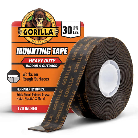 Gorilla Heavy Duty Double Sided Mounting Tape, 1" x 120" (Pack of 1) Holds up to 30lbs, Industrial Strength Adhesive for Homework Stations, Classroom Setup & Student Projects, Indoor & Outdoor