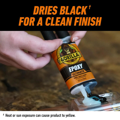 Gorilla Epoxy Ultimate, Waterproof, 10 Minute Set, Permanent Bond, Dries Black, 0.85oz Syringe (Pack of 1)