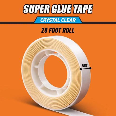 Gorilla Super Glue Tape, Multi-Purpose, Permanent, Double Sided, High Tack, 5/8in x 20ft, Clear (Pack of 1)