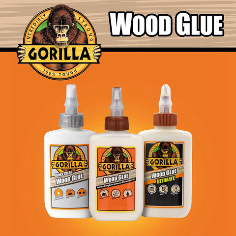 Gorilla Dries 透明木胶,4 盎司(约 113.4 克)瓶装(2 件装)- 防水,适用于室内或室外项目和修理